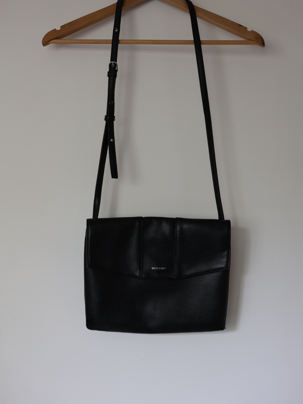 Matt & Nat Black Vegan Leather Crossbody Bag with Adjustable Strap